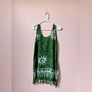 Green Fringe Tie Dye Tank